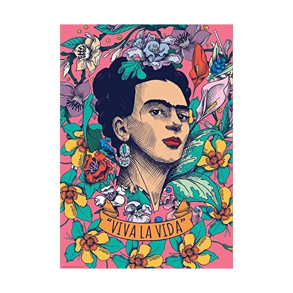 Educa - Viva la Vida, Kahlo Frida Puzzle avec 500 pièces, Mesure approximative: 34 x 48 cm, Inclut Fix Puzzle pour accrocher 