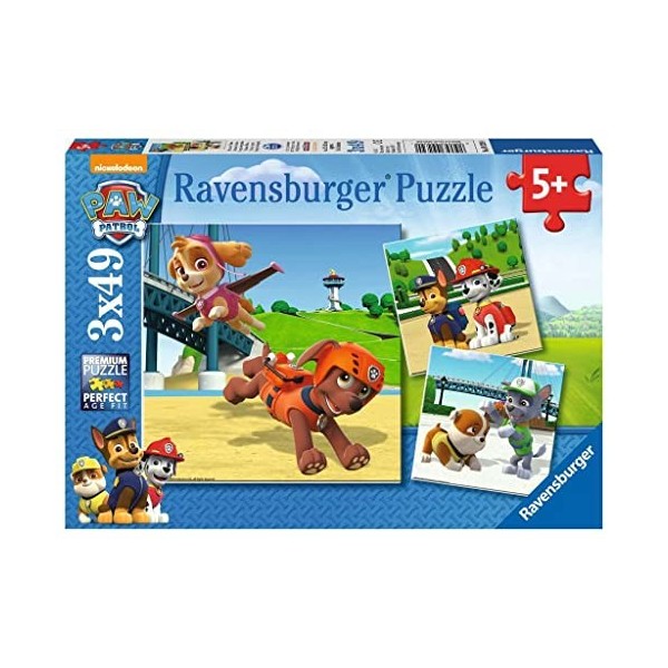 Ravensburger - Puzzle Enfant - Puzzles 3x49 p - L’équipe des 4 pattes - PatPatrouille - Dès 5 ans - 09239