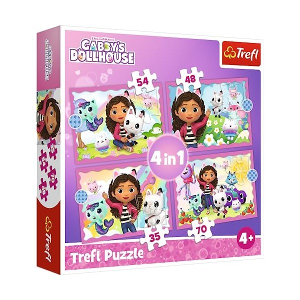 Trefl 4en1, 35 À 70 Pièces-Puzzles avec des Personnages de Contes de Fées, Niveaux de Difficulté, pour Les Enfants À Partir d