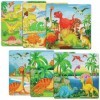 Delsen 6 Puzzle Dinosaure, Puzzles pour Enfants 3 Ans, Puzzle Cadre 3 Niveaux de Difficulté Différents, Puzzle Enfant 3 Ans C