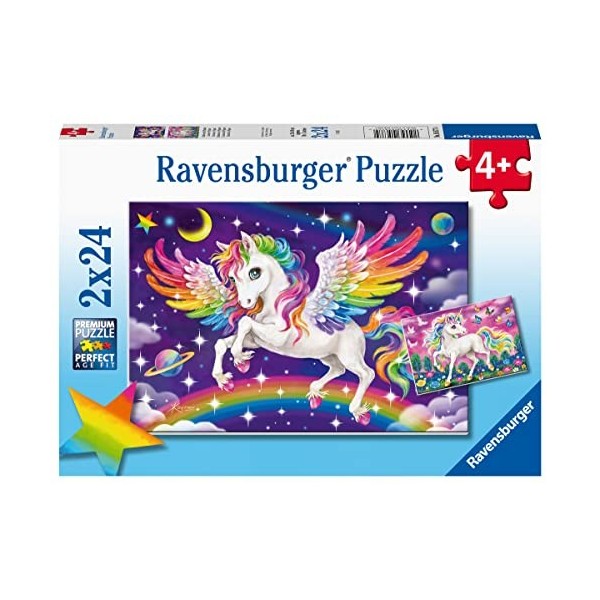 Ravensburger- Licorne et Pégase Unicorn Enfant, 05677, Each Puzzle is 10 x 7 inches