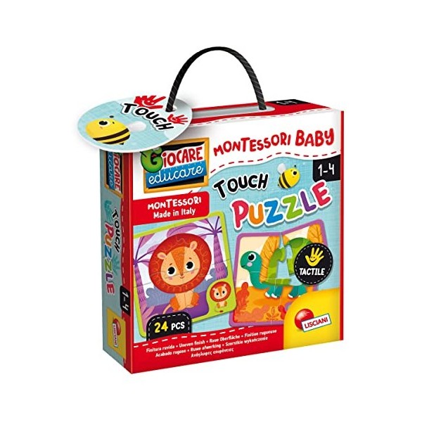 Lisciani - Montessori Baby - Puzzle Tactile - Jeu Educatif - 6 Puzzles de 4 Pièces Chacun - Pour Enfants de 1 à 4 ans