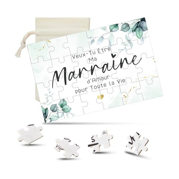 Threan Set de Cadeau pour Marraine Parrain Puzzle de Marraine en Bois Puzzle dAnnonce de Parrain Puzzle de Demande à Marrain