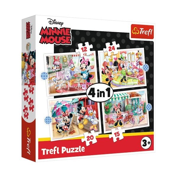 Trefl 12 à 24 Pièces 4 Sets pour Enfants à partir de 3 Ans Puzzle, TR34355, Minnie avec des Amis Minnie Disney, Minnie mit Fr