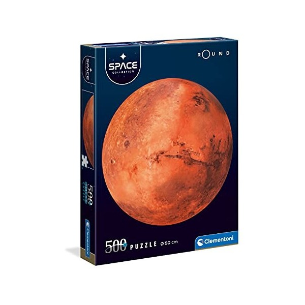 Clementoni Round Space Collection-Mars Adulte 500 pièces Marte, Rond-fabriqué en Italie, Puzzle planète, 35107, Multicolore