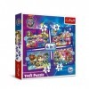 Trefl - Paw Patrol:The Mighty Movie, Héros à la Rescousse -Puzzles 4en1, 4 Puzzles, de 35 à 70 Pièces - Différents Niveaux de