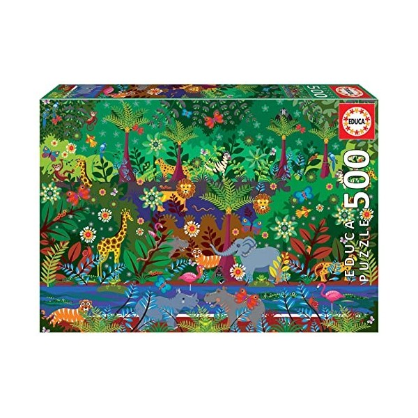 Educa - Jungla | Entrez dans la Jungle avec ce Puzzle de 500 pièces | Mesure approximative: 48 x 34 cm | Inclut Fix Puzzle po