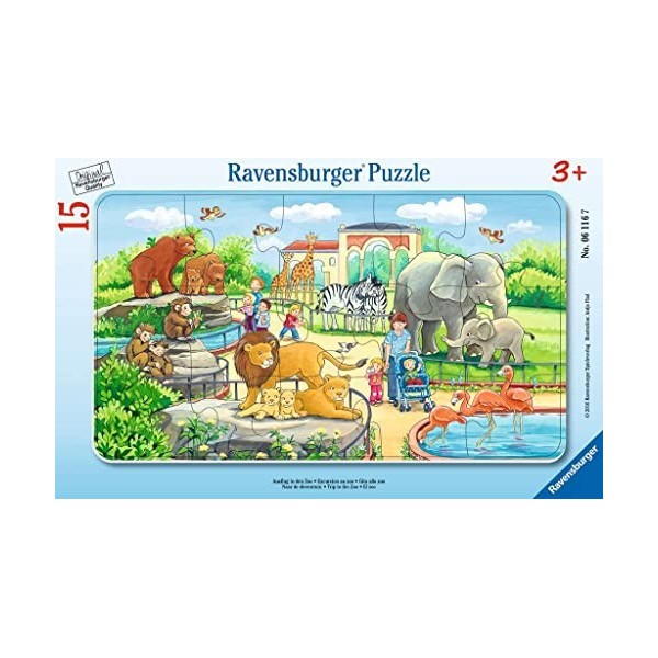Ravensburger - Puzzle Enfant - Puzzle cadre 15 p - Excursion au Zoo - Dès 3 ans - 06116
