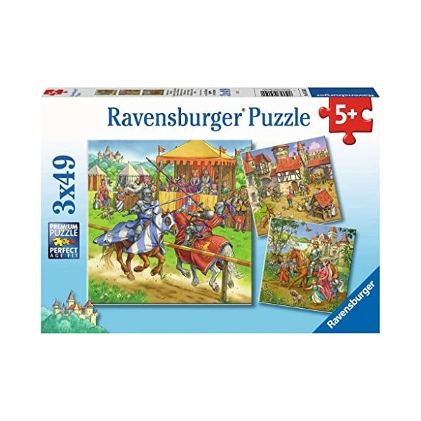 RAVENSBURGER PUZZLE- Tiere Ravensburger 05150 Puzzle pour Enfants à partir de 5 Ans Motif Tournoi de Chevalier au Moyen-Âge 3