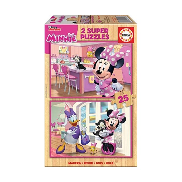 Educa - Disney Mickey Top Départ Minnie & The Happy Helpers 2 Puzzles de 25 pièces, 17625