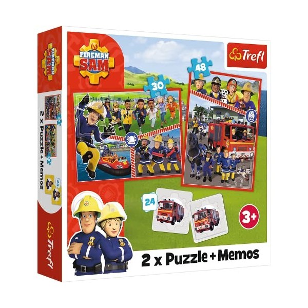 Trefl Sam, Fireman Sams Team-3 en 1 Puzzle, 93334, Multicolore, Taille Unique