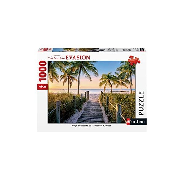 Nathan - Puzzle 1000 pièces - Plage de Floride - Susanne Kremer - Adultes et enfants dès 14 ans - Puzzle de qualité supérieur