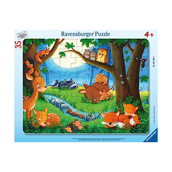 Ravensburger - Puzzle Enfant - Puzzle cadre 30-48 p - Les petits animaux sendorment - Dès 4 ans - 05146