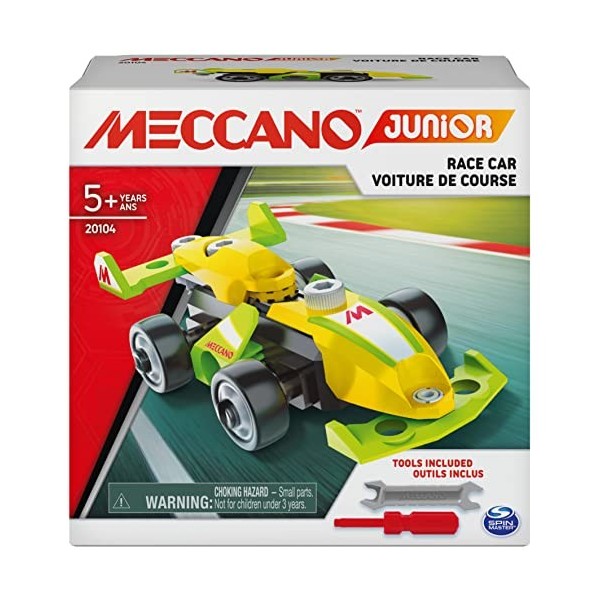 MECCANO - Mes PREMIÈRES CONSTRUCTIONS Junior - Voiture de Course, Moto, Hélicoptère ou Bulldozer - Jeu de Construction - 6055