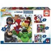 Educa - Spidey progressif et Ses Amis étonnants 12-16-20-25, 4 Puzzles en Carton progressif avec 12-16-20-25 pièces, Mesure a