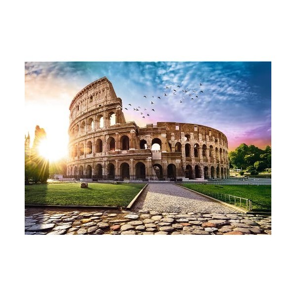 Trefl - Le Colisée en rayons de soleil, Rome - 1000 Pièces, vue sur lAmphithéâtre, Soleil, Oiseaux, DIY Puzzle, Divertisseme