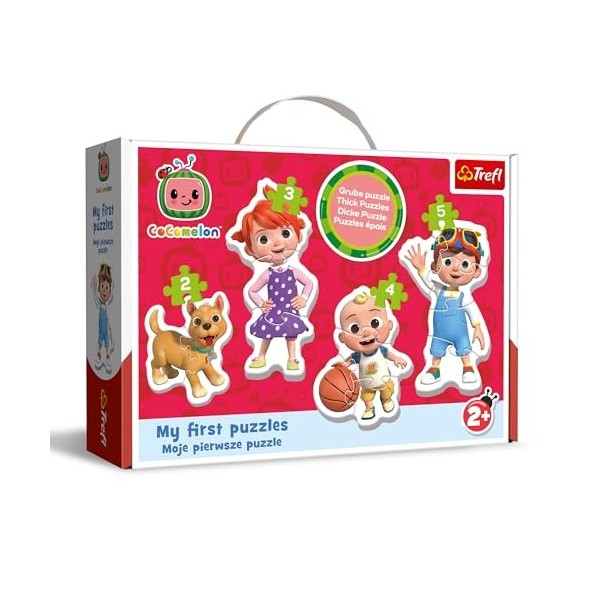 Trefl Cocomelon – 4 Grand Format pour Les Plus Jeunes, de 2 à 5 Pièces, Puzzle avec des Personnages de Bande Dessinée, Loisir