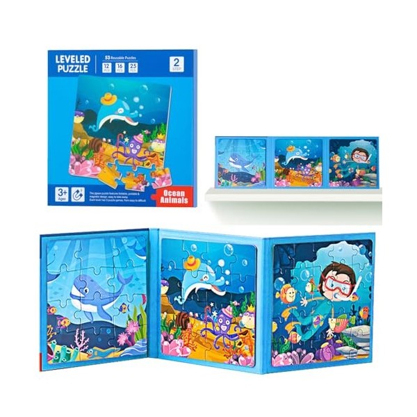 shineFinder Jeu magnétique Puzzle - Jeux de Voyage Enfants à partir de 3 4 5 Ans - pour occuper Les Enfants en Avion/Voiture 