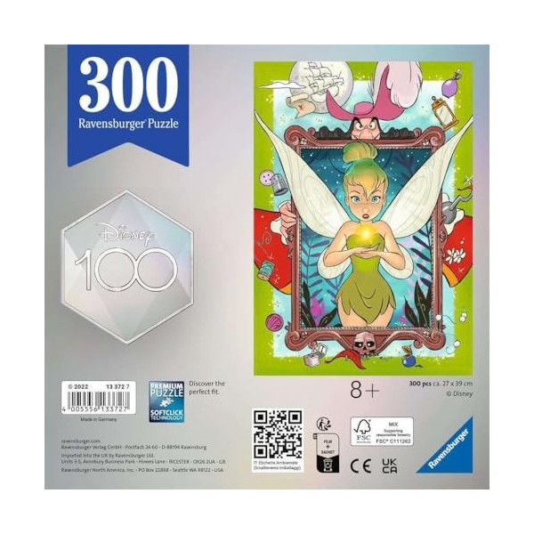 Ravensburger - Puzzle Adulte et Enfant - Puzzle 300 pièces Collector 100 ans Disney - Dès 8 ans - Fée Clochette - Puzzle de q