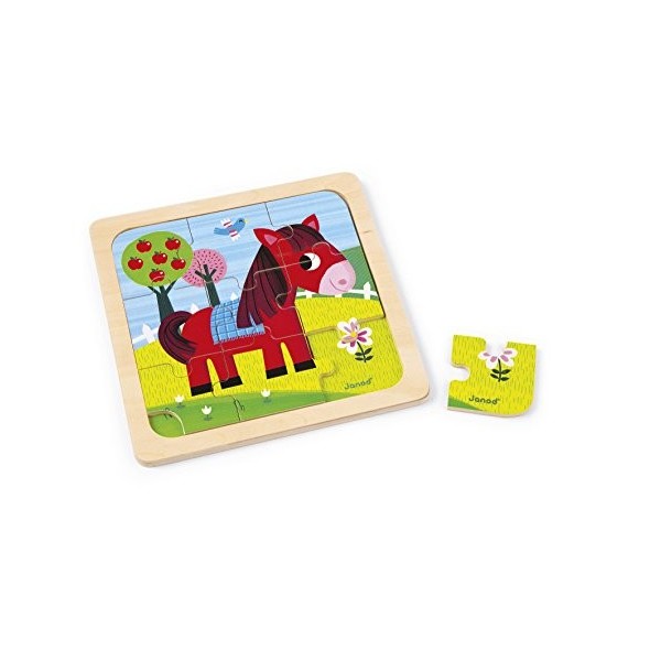 Janod J07063 Wooden puzzle 9 pieces, Tornado Horse