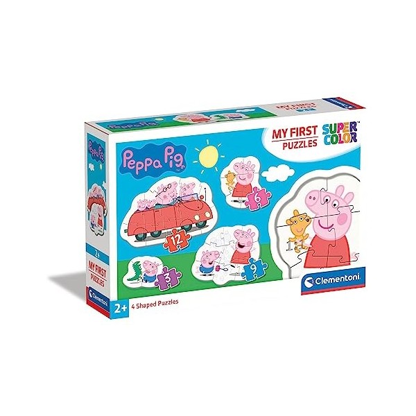 Clementoni Peppa Pig Enfant-boîte de 4 Puzzles 3, 6, 9 et 12 pièces -fabriqué en Italie, 2 Ans et Plus, 20829, No Color