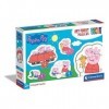 Clementoni Peppa Pig Enfant-boîte de 4 Puzzles 3, 6, 9 et 12 pièces -fabriqué en Italie, 2 Ans et Plus, 20829, No Color