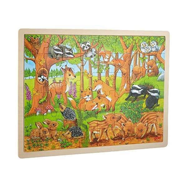 Goki Puzzle Bébés Animaux dans la forêt 48 Pieces, 57734, Multicolore