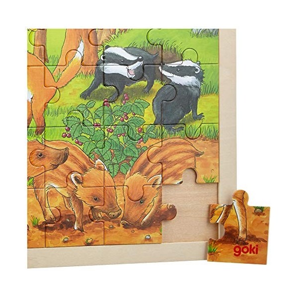 Goki Puzzle Bébés Animaux dans la forêt 48 Pieces, 57734, Multicolore