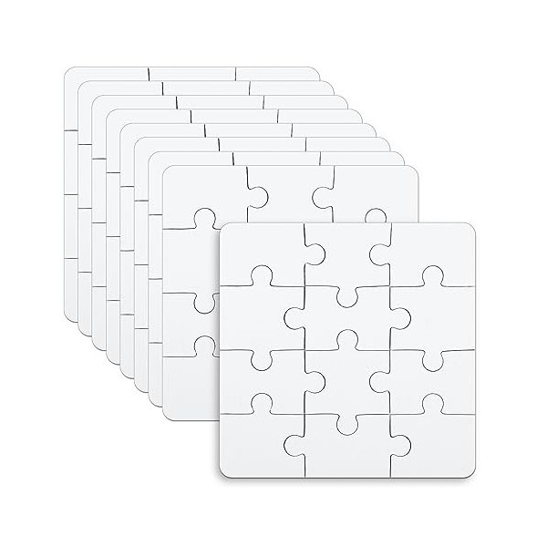 10 Feuilles de Puzzle à Peindre pour Enfants, 10x10cm Puzzles Vierges 12 Pièces Puzzle Vierge Tous Les Puzzles Blancs pour En