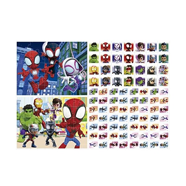 Educa - Superpack Spidey & Friends | Jeux de société et Puzzles pour Enfants: Domino, identique à 28 Cartes et 2 Puzzles de 2