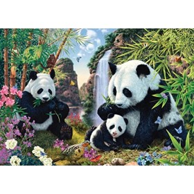 Schmidt Spiele 57380 Famille Panda à la Cascade, Puzzle de 500 pièces, Multicolore, Taille Unique