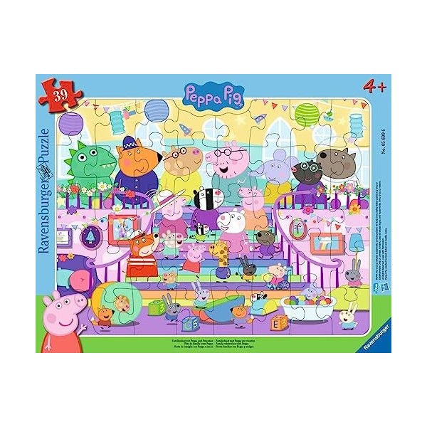 Ravensburger Fête de Famille amis-30 à 48 pièces-Puzzle Cadre Peppa Pig pour Enfants à partir de 4 Ans, 05699, Jaune
