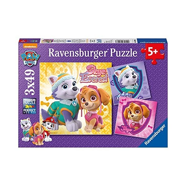 Ravensburger - Puzzle Enfant - Puzzles 3x49 p - Charmantes chiennes - PatPatrouille - Dès 5 ans - 08008