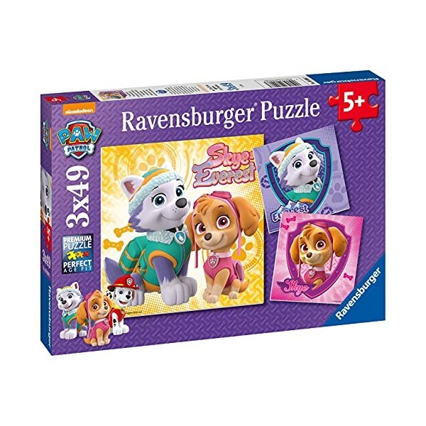 Ravensburger - Puzzle Enfant - Puzzles 3x49 p - Charmantes chiennes - PatPatrouille - Dès 5 ans - 08008