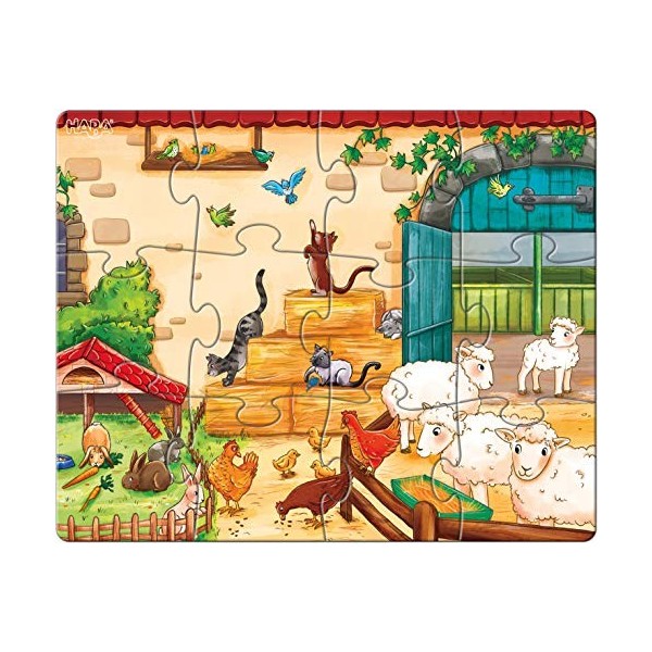 HABA 305237 Jigsaw Puzzles Farm Animals, 3 Puzzles with 12, 15 and 18 Pieces and Different Animal Motifs, Puzzle from 3 Years