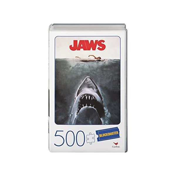 Spin Master Games 500-Piece in Plastic Video Case Jaws Movie Puzzle 500 pièces dans Une Mallette en Plastique rétro Blockbust