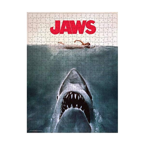 Spin Master Games 500-Piece in Plastic Video Case Jaws Movie Puzzle 500 pièces dans Une Mallette en Plastique rétro Blockbust