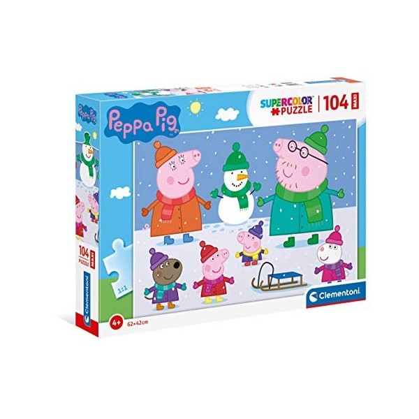 Clementoni Peppa Pig Pig-104 Maxi pièces-Puzzle Enfant-fabriqué en Italie, 4 Ans et Plus, 23752, Multicolore