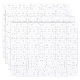 Tibapla Lot de 4 Puzzles Vierges, Blank Puzzle Sublimation avec des Lettres Love Blank Jigsaw, Puzzle À Peindre Blank Puzzle 