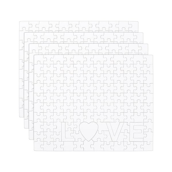 Tibapla Lot de 4 Puzzles Vierges, Blank Puzzle Sublimation avec des Lettres Love Blank Jigsaw, Puzzle À Peindre Blank Puzzle 