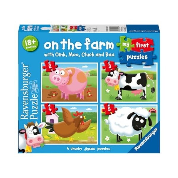 Ravensburger on The Farm, My First Jigsaw Puzzles 2, 3, 4 & 5 Piece Educational Toys for Toddlers Age 18 Months and Up