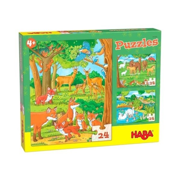 HABA - Puzzles Familles danimaux - 24 pièces - 4 ans et plus - 305468