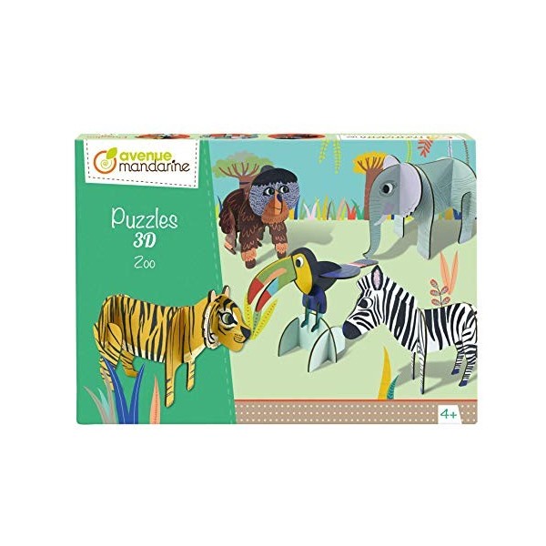 Avenue Mandarine - Puzzle 3D, Dino - 5 Personnages de 5 à 10 Pièces à Assembler - Puzzle Éducatif à Partir de 4 Ans - PU016C