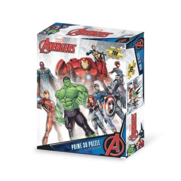 Grandi Giochi Avengers Puzzle lenticulaire Horizontal avec 200 pièces incluses et Emballage avec Effet 3D-PUA01000, PUA01000