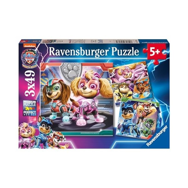 Ravensburger - Puzzle pour enfants - 3 puzzles de 49 pièces - La force de la PatPatrouille / Patpatrouille Film 2 - Fille o