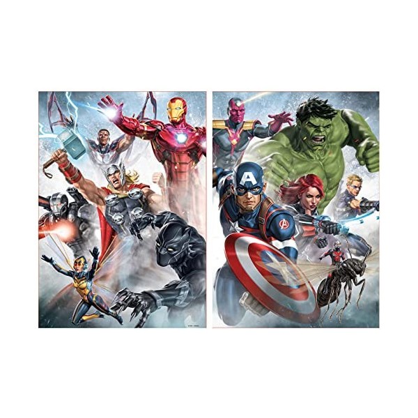 Educa - 2 Puzzles de 500 pièces avec des Dessins dAvengers. Mesure : 34 x 48 cm. Comprend Fix Puzzle Tail pour laccrocher U