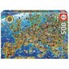 Educa - Puzzle de 500 pièces pour Enfants et Adultes | La Folle Carte deurope. Comprend Fix Puzzle Tail pour laccrocher Une