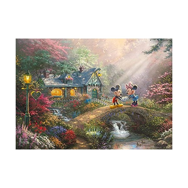 Schmidt Spiele 59928 Thomas Kinkade, Disney, Mickey et Minnie à Hawaï, Puzzle de 500 pièces dans une boîte Nostalgie, coloré