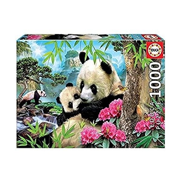 Educa - Puzzle de 1000 pièces pour Adultes | Pandas. Comprend Fix Puzzle Tail pour laccrocher Une Fois lassemblage terminé.