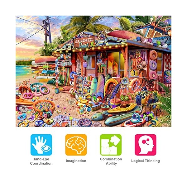 Puzzle 1000 pièces, Puzzle pour Adultes, Puzzle Impossible, Jeu de société coloré, Magasin de Plage, 1000 Puzzles pour décora